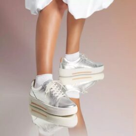 Baskets Hollyhock Walk en cuir argenté pour femme
