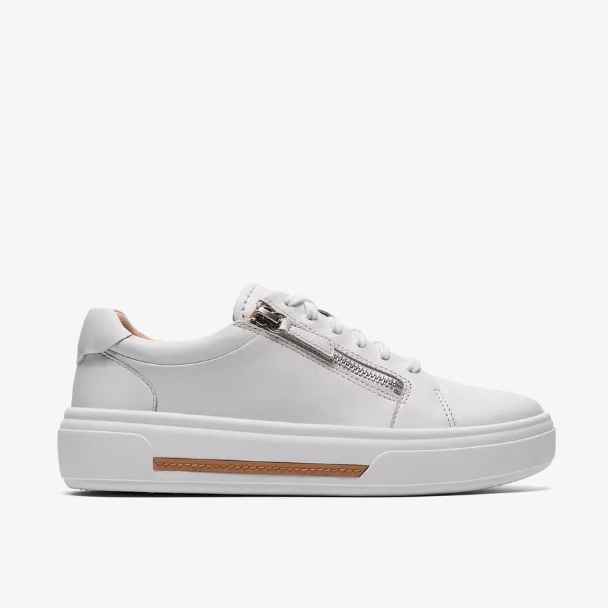 Baskets Hollyrose Zip en cuir blanc pour femme Baskets Hollyrose Zip en cuir blanc pour femme