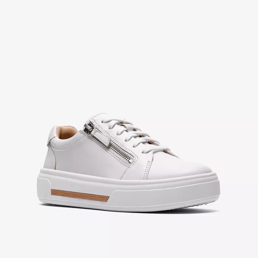 Baskets Hollyrose Zip en cuir blanc pour femme Baskets Hollyrose Zip en cuir blanc pour femme