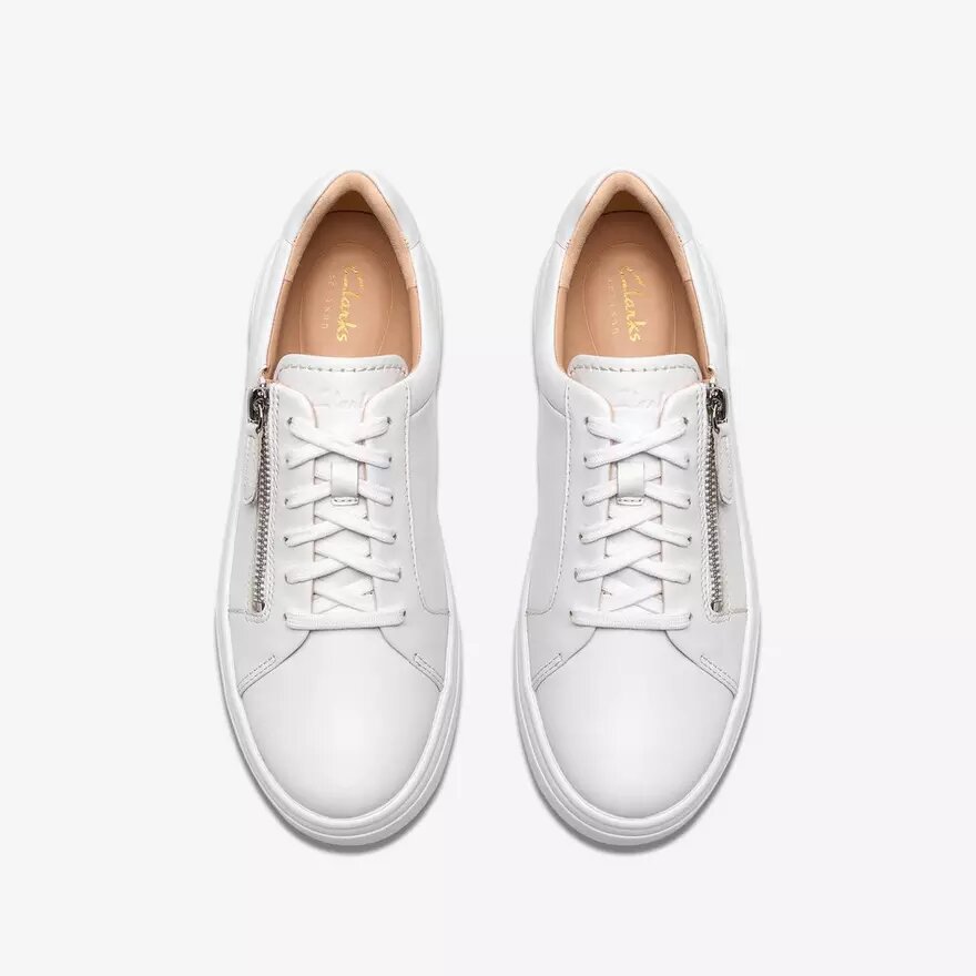 Baskets Hollyrose Zip en cuir blanc pour femme Baskets Hollyrose Zip en cuir blanc pour femme