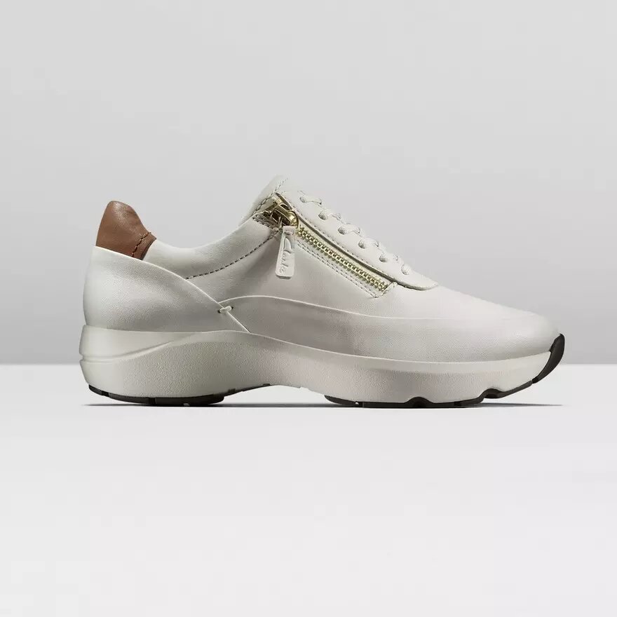 Baskets Tivoli Zip pour femme en cuir blanc cassé Baskets Tivoli Zip pour femme en cuir blanc cassé