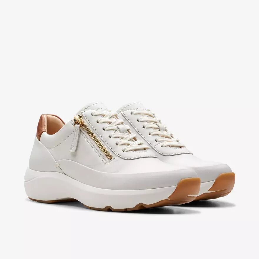 Baskets Tivoli Zip pour femme en cuir blanc cassé Baskets Tivoli Zip pour femme en cuir blanc cassé