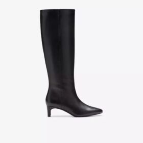Bottes hautes en cuir noir Edina pour femme, taille genou, US Bottes hautes en cuir noir Edina pour femme, taille genou, US