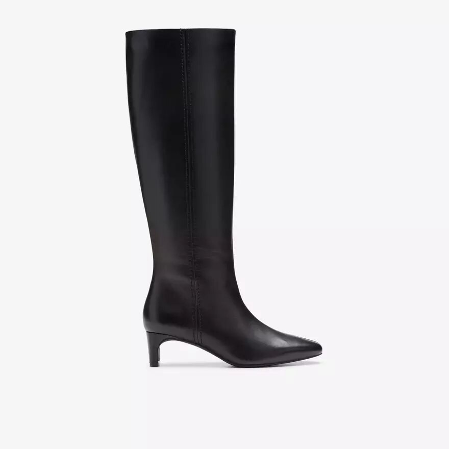 Bottes hautes en cuir noir Edina pour femme, taille genou, US Bottes hautes en cuir noir Edina pour femme, taille genou, US