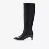 Bottes hautes en cuir noir Edina pour femme, taille genou, US Bottes hautes en cuir noir Edina pour femme, taille genou, US