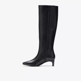Bottes hautes en cuir noir Edina pour femme, taille genou, US Bottes hautes en cuir noir Edina pour femme, taille genou, US