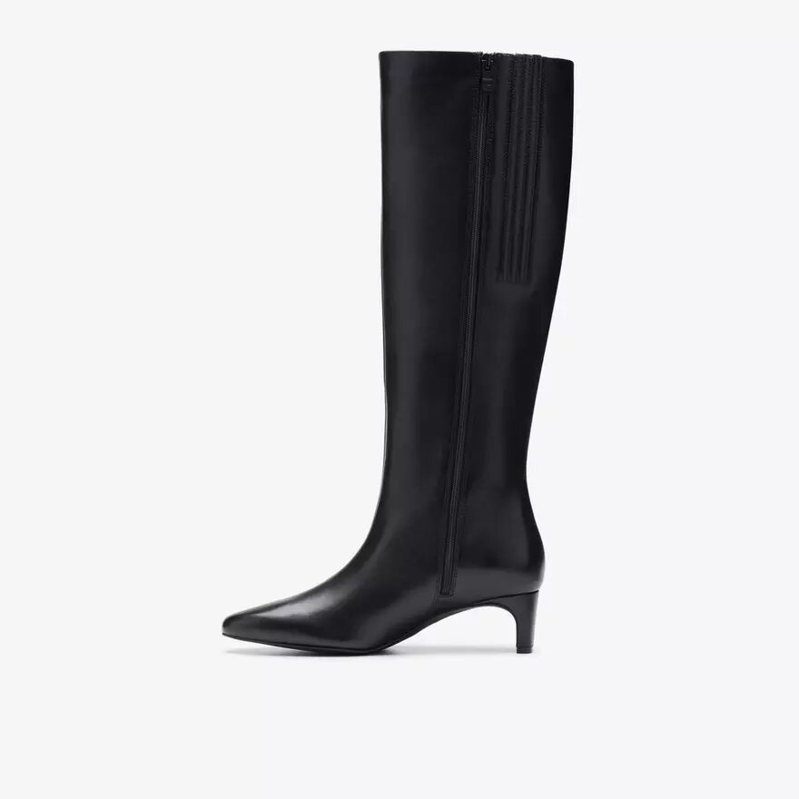 Bottes hautes en cuir noir Edina pour femme, taille genou, US Bottes hautes en cuir noir Edina pour femme, taille genou, US