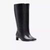 Bottes hautes en cuir noir Edina pour femme, taille genou, US Bottes hautes en cuir noir Edina pour femme, taille genou, US