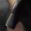 Bottes hautes en cuir noir Edina pour femme, taille genou, US Bottes hautes en cuir noir Edina pour femme, taille genou, US