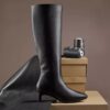Bottes hautes en cuir noir Edina pour femme, taille genou, US Bottes hautes en cuir noir Edina pour femme, taille genou, US