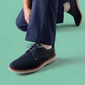 Chaussure derby Brantin Plain en tricot bleu marine pour homme