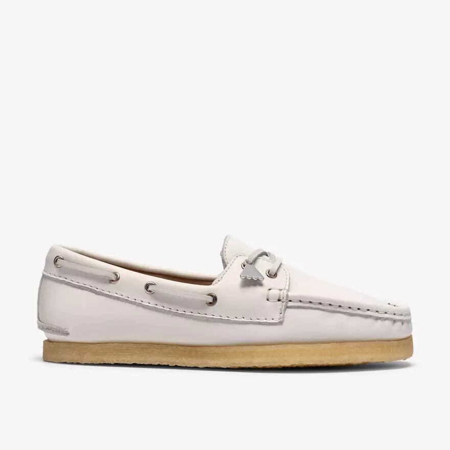 Chaussures bateau Godney Boat pour femme en cuir grainé blanc Chaussures bateau Godney Boat pour femme en cuir grainé blanc