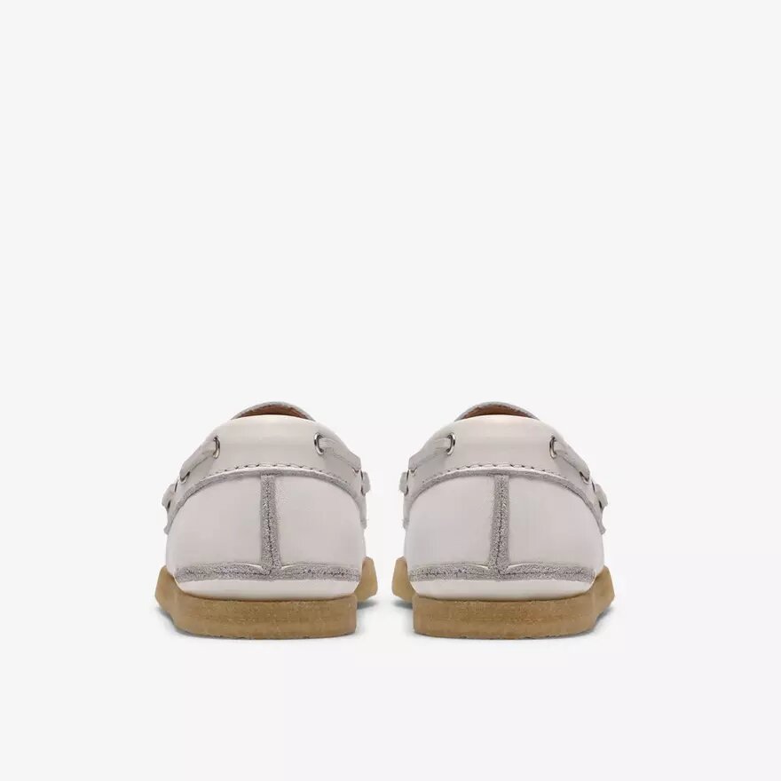 Chaussures bateau Godney Boat pour femme en cuir grainé blanc Chaussures bateau Godney Boat pour femme en cuir grainé blanc