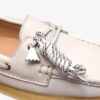 Chaussures bateau Godney Boat pour femme en cuir grainé blanc Chaussures bateau Godney Boat pour femme en cuir grainé blanc