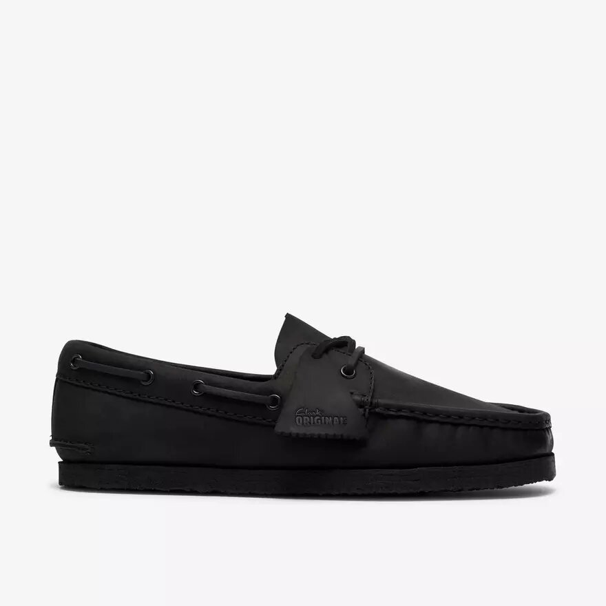 Chaussures bateau Godney pour homme en cuir noir Chaussures bateau Godney pour homme en cuir noir