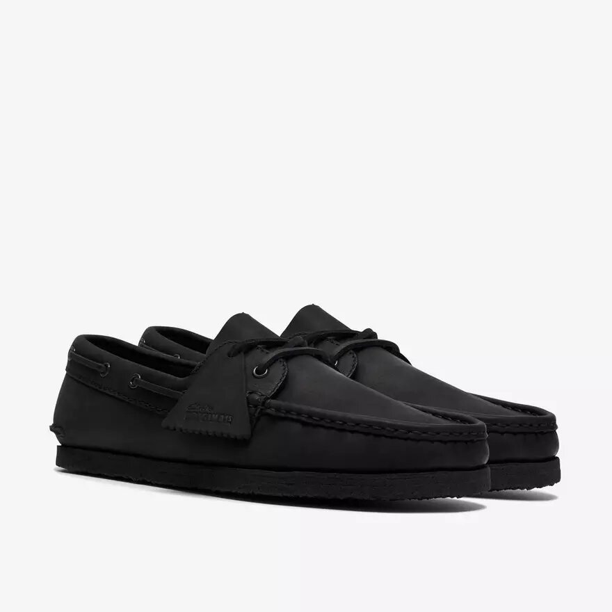 Chaussures bateau Godney pour homme en cuir noir Chaussures bateau Godney pour homme en cuir noir