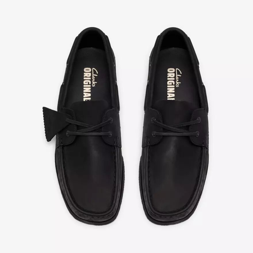 Chaussures bateau Godney pour homme en cuir noir Chaussures bateau Godney pour homme en cuir noir