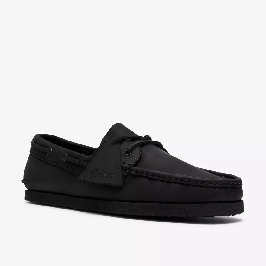 Chaussures bateau Godney pour homme en cuir noir Chaussures bateau Godney pour homme en cuir noir