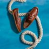 Chaussures bateau à lacets Charmouth pour homme en cuir beige