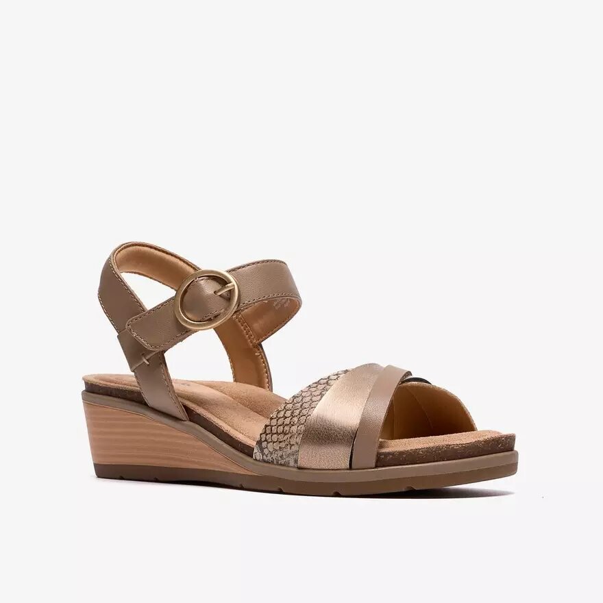 Chaussures compensées Kacha Twist pour femme, en cuir mélangé, couleur taupe, de la marque Us Chaussures compensées Kacha Twist pour femme, en cuir mélangé, couleur taupe, de la marque Us