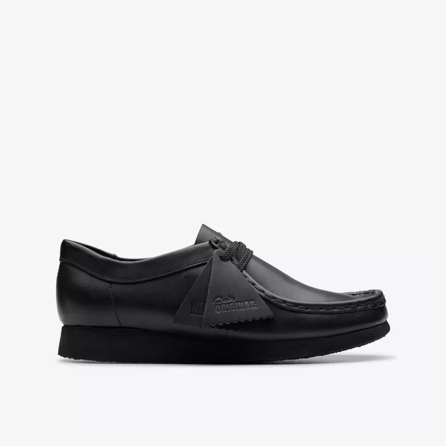 Chaussures Wallabee™ pour enfants plus grands en cuir noir Chaussures Wallabee™ pour enfants plus grands en cuir noir