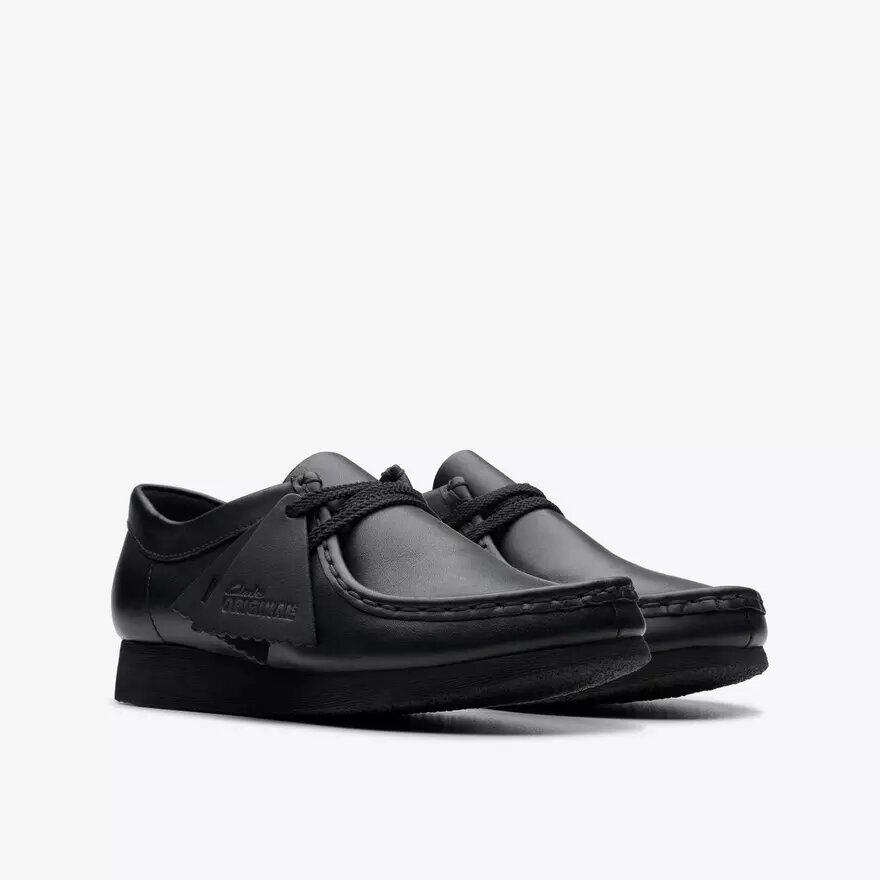 Chaussures Wallabee™ pour enfants plus grands en cuir noir Chaussures Wallabee™ pour enfants plus grands en cuir noir