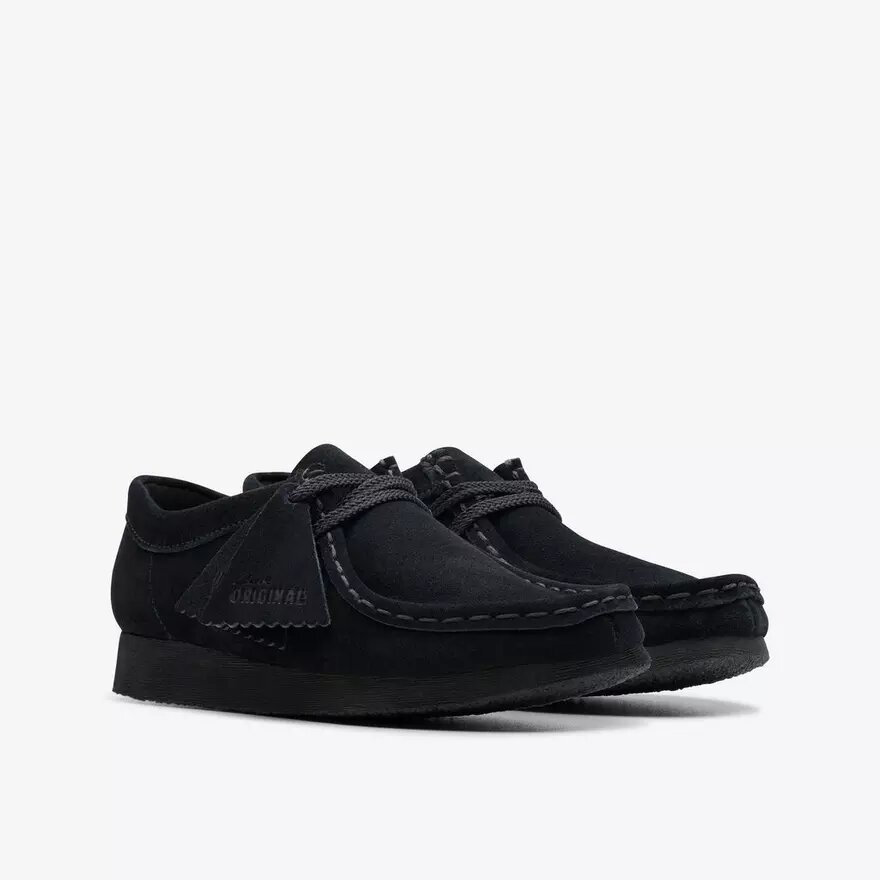 Chaussures Wallabee pour enfants plus grands en daim noir Chaussures Wallabee pour enfants plus grands en daim noir