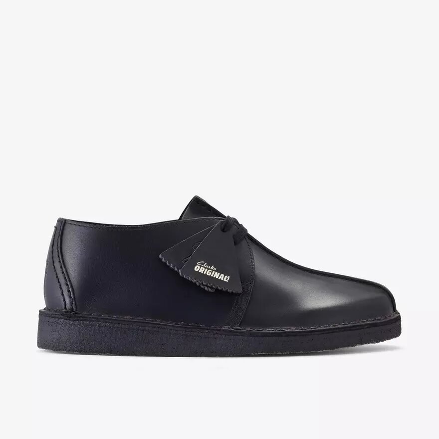 Desert Trek pour homme en cuir lisse noir Desert Trek pour homme en cuir lisse noir