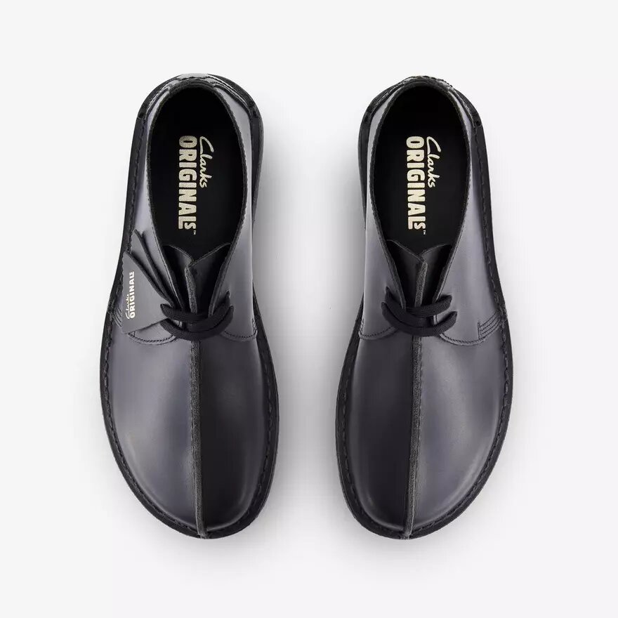 Desert Trek pour homme en cuir lisse noir Desert Trek pour homme en cuir lisse noir