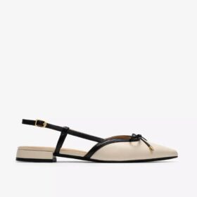 Escarpins Slingbacks Sensa15 Bow en cuir crème pour femme Escarpins Slingbacks Sensa15 Bow en cuir crème pour femme