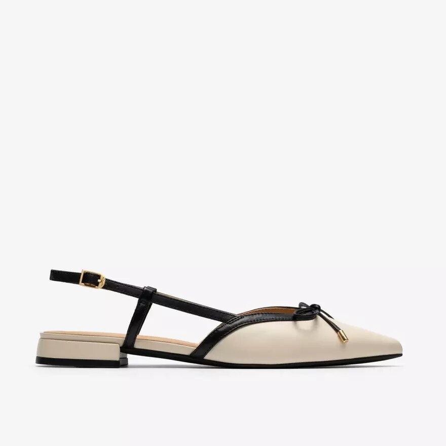 Escarpins Slingbacks Sensa15 Bow en cuir crème pour femme Escarpins Slingbacks Sensa15 Bow en cuir crème pour femme