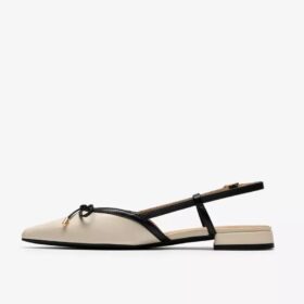 Escarpins Slingbacks Sensa15 Bow en cuir crème pour femme Escarpins Slingbacks Sensa15 Bow en cuir crème pour femme