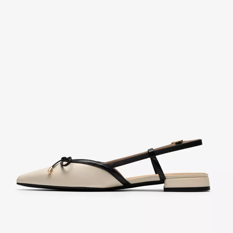 Escarpins Slingbacks Sensa15 Bow en cuir crème pour femme Escarpins Slingbacks Sensa15 Bow en cuir crème pour femme
