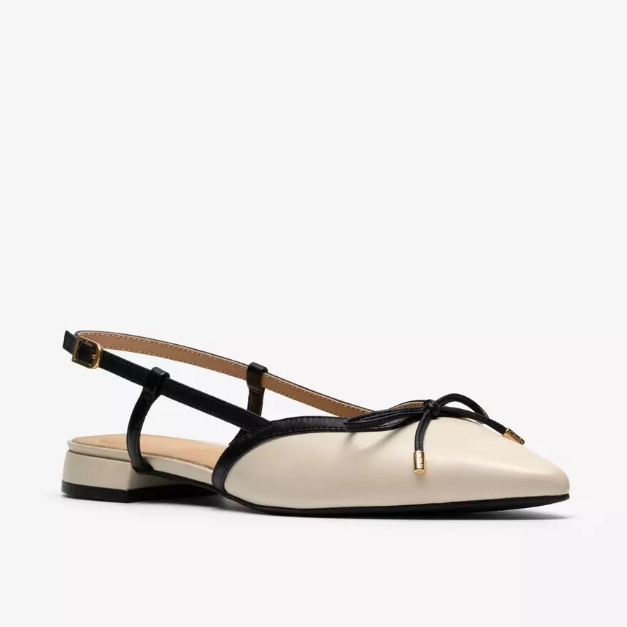 Escarpins Slingbacks Sensa15 Bow en cuir crème pour femme Escarpins Slingbacks Sensa15 Bow en cuir crème pour femme