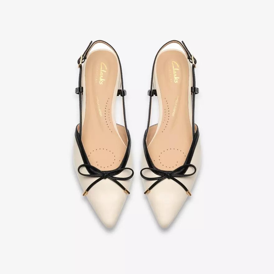 Escarpins Slingbacks Sensa15 Bow en cuir crème pour femme Escarpins Slingbacks Sensa15 Bow en cuir crème pour femme