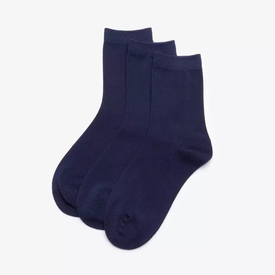 Lot de 3 paires de chaussettes mi-mollet bleu marine Lot de 3 paires de chaussettes mi-mollet bleu marine