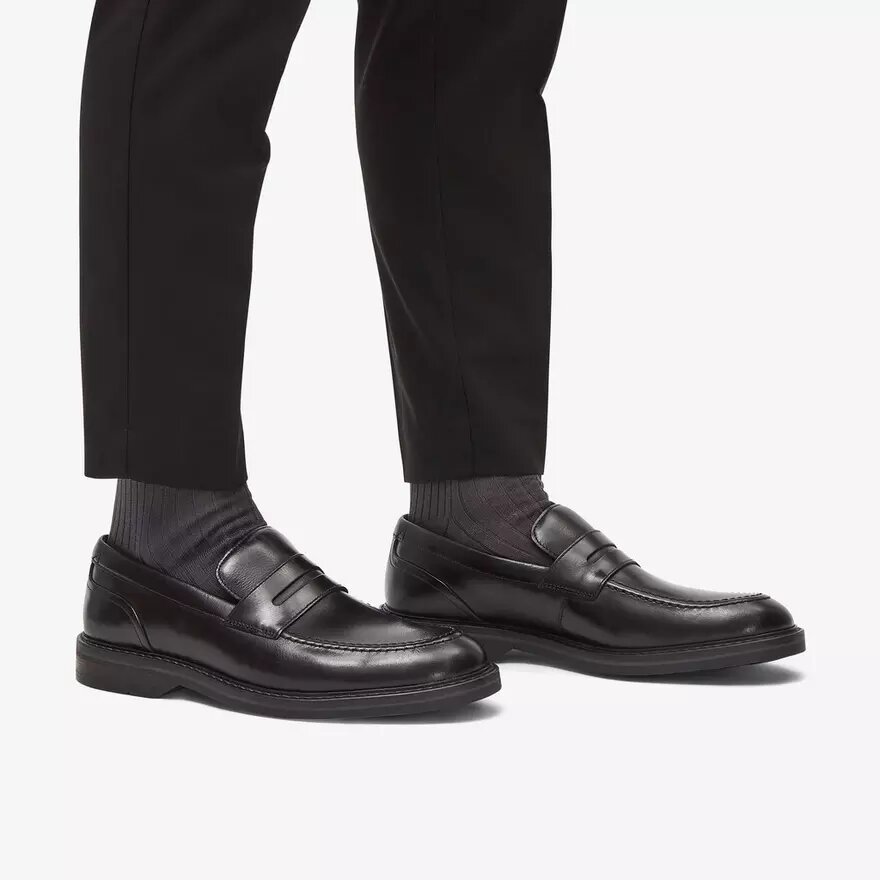 Mocassins Aldwin Step en cuir noir pour homme Mocassins Aldwin Step en cuir noir pour homme