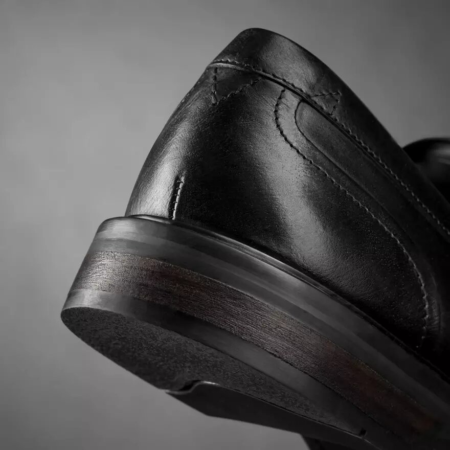 Mocassins Aldwin Step en cuir noir pour homme Mocassins Aldwin Step en cuir noir pour homme