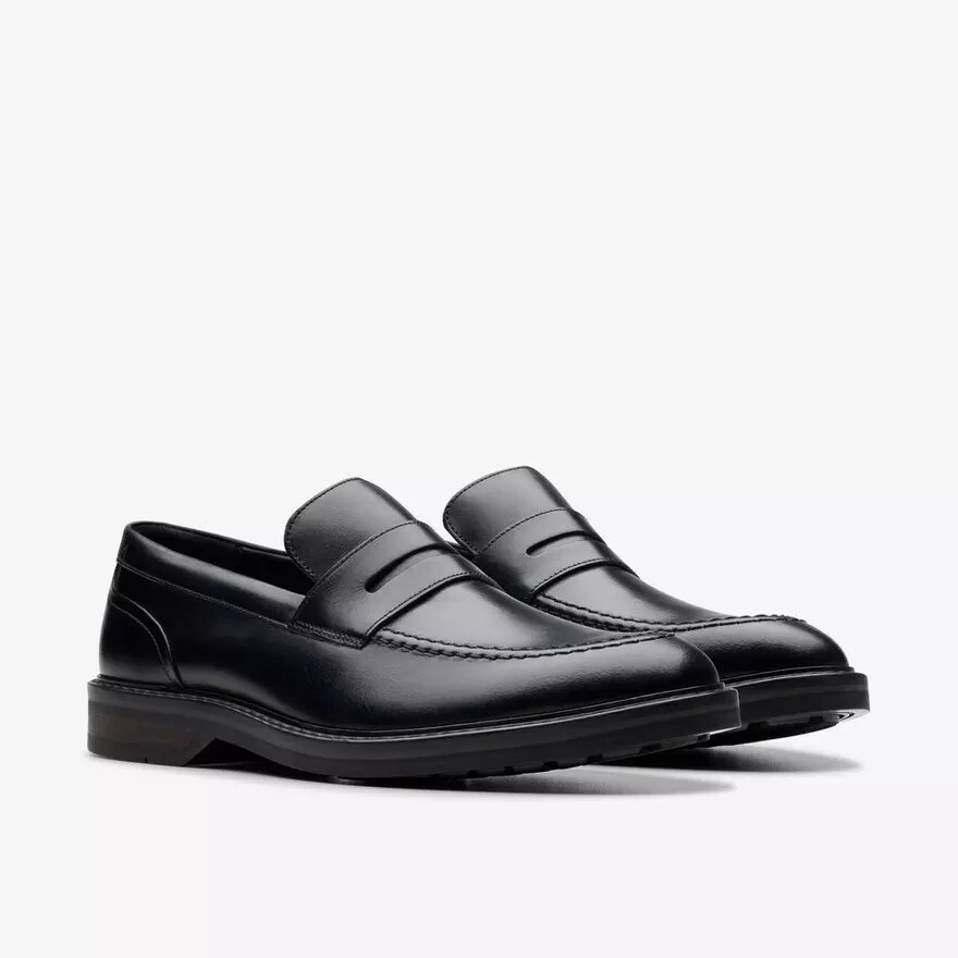 Mocassins Aldwin Step en cuir noir pour homme Mocassins Aldwin Step en cuir noir pour homme