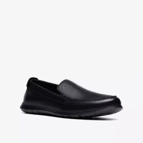Mocassins Flexway Step noirs lisses pour homme