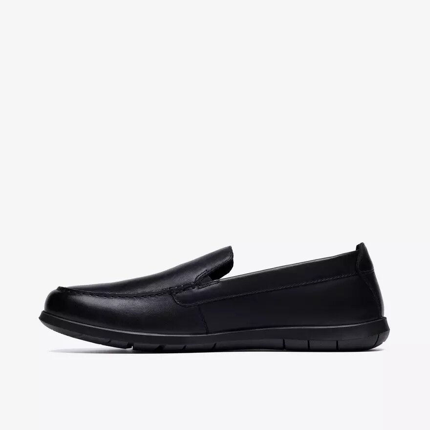 Mocassins Flexway Step noirs lisses pour homme Mocassins Flexway Step noirs lisses pour homme