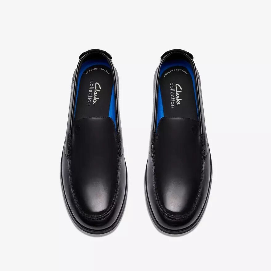Mocassins Flexway Step noirs lisses pour homme Mocassins Flexway Step noirs lisses pour homme