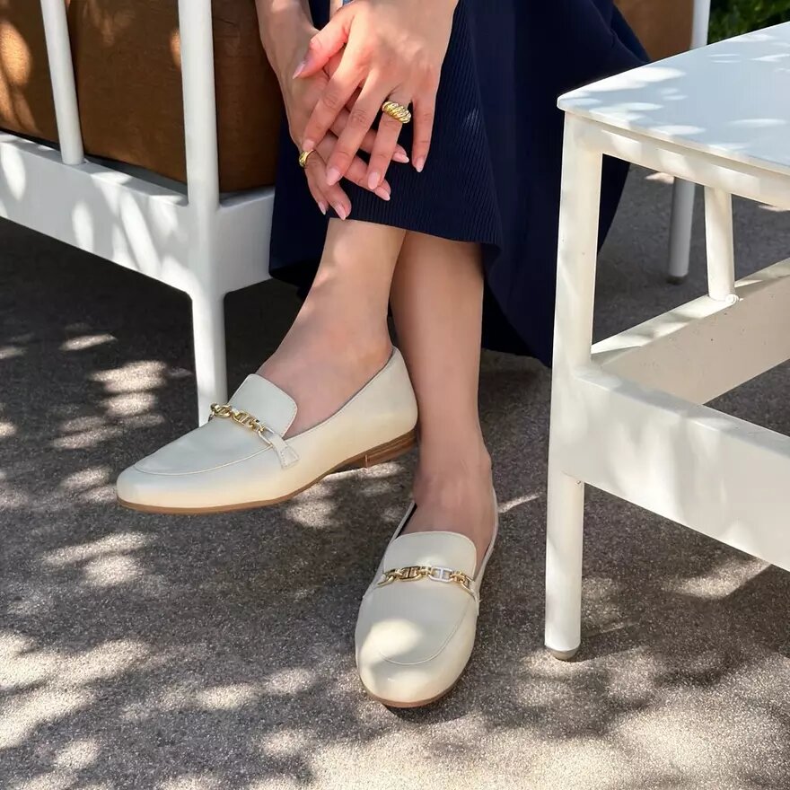 Mocassins Tamna Iris en cuir blanc pour femme Mocassins Tamna Iris en cuir blanc pour femme