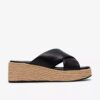 Mules Tessiah pour femme, compensées en cuir noir Mules Tessiah pour femme, compensées en cuir noir