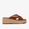 Mules Tessiah pour femme, en cuir beige, à talons compensés