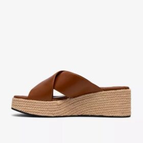 Mules Tessiah pour femme, en cuir beige, à talons compensés