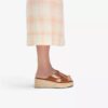 Mules Tessiah pour femme, en cuir beige, à talons compensés