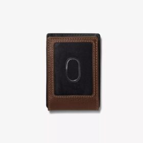 Portefeuille pour homme à pince à billets large, marron, style « Pebble » (États-Unis)