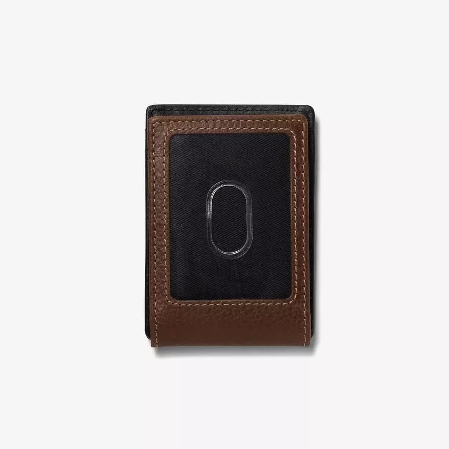 Portefeuille pour homme à pince à billets large, marron, style « Pebble » (États-Unis) Portefeuille pour homme à pince à billets large, marron, style « Pebble » (États-Unis)