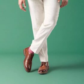 Richelieus à lacets Aldwin pour homme en cuir beige